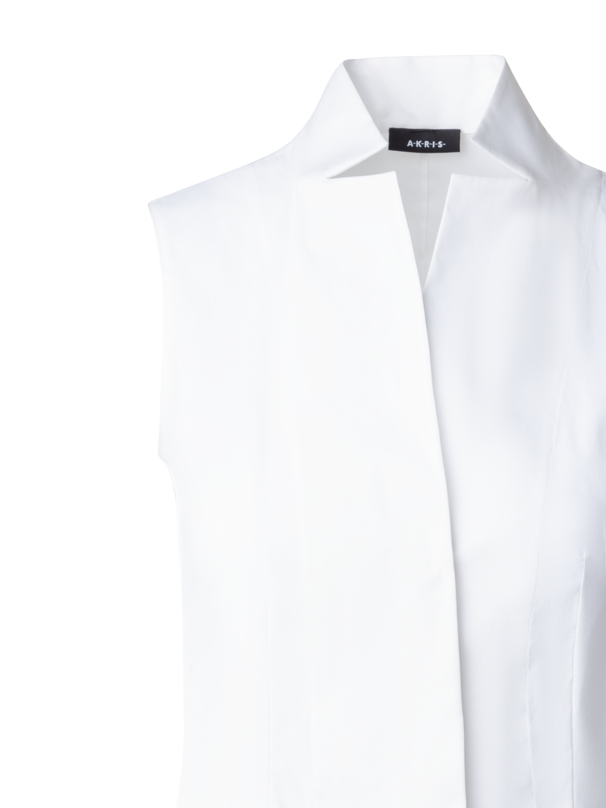Designer Sleeveless Cotton Stretch Gilet Blouse - white