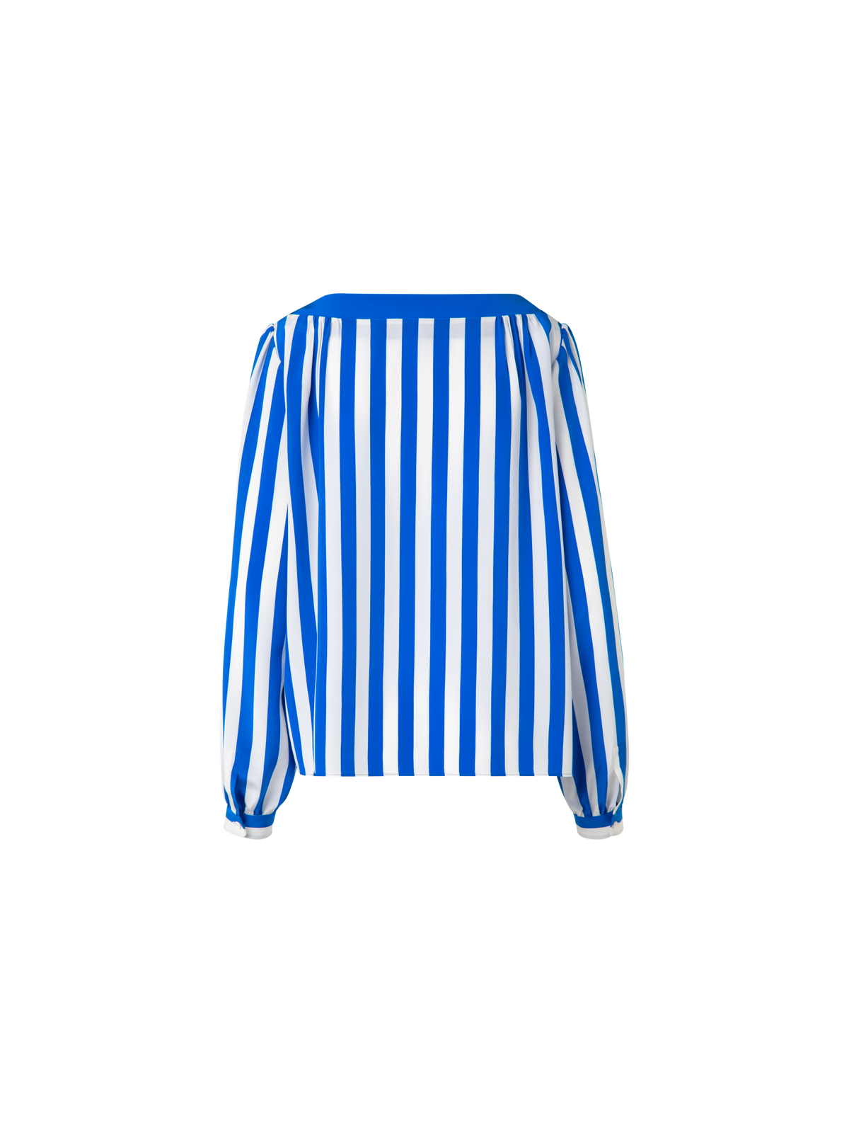 Designer Silk Blouse with Deck Chair Stripe Print - blue - multicolor - white