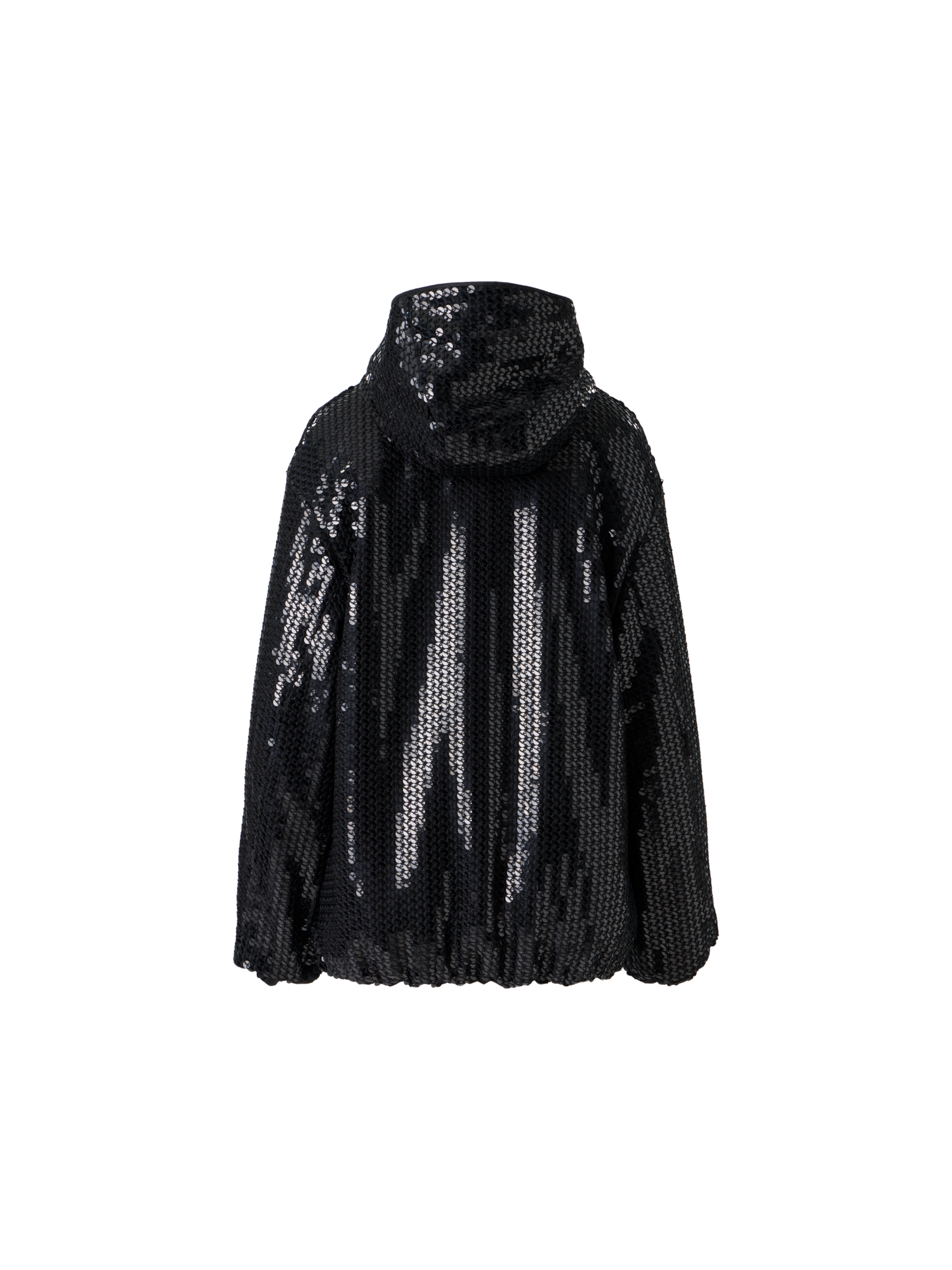 Designer Sequin Chiffon Hooded Parka - black - neutral