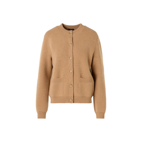 Long-Sleeve Cashmere-Piqué Knit Cardigan