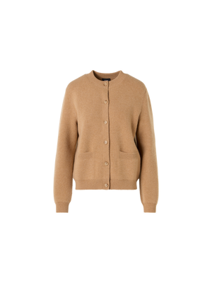 Designer Long-Sleeve Cashmere-Piqué Knit Cardigan - brown