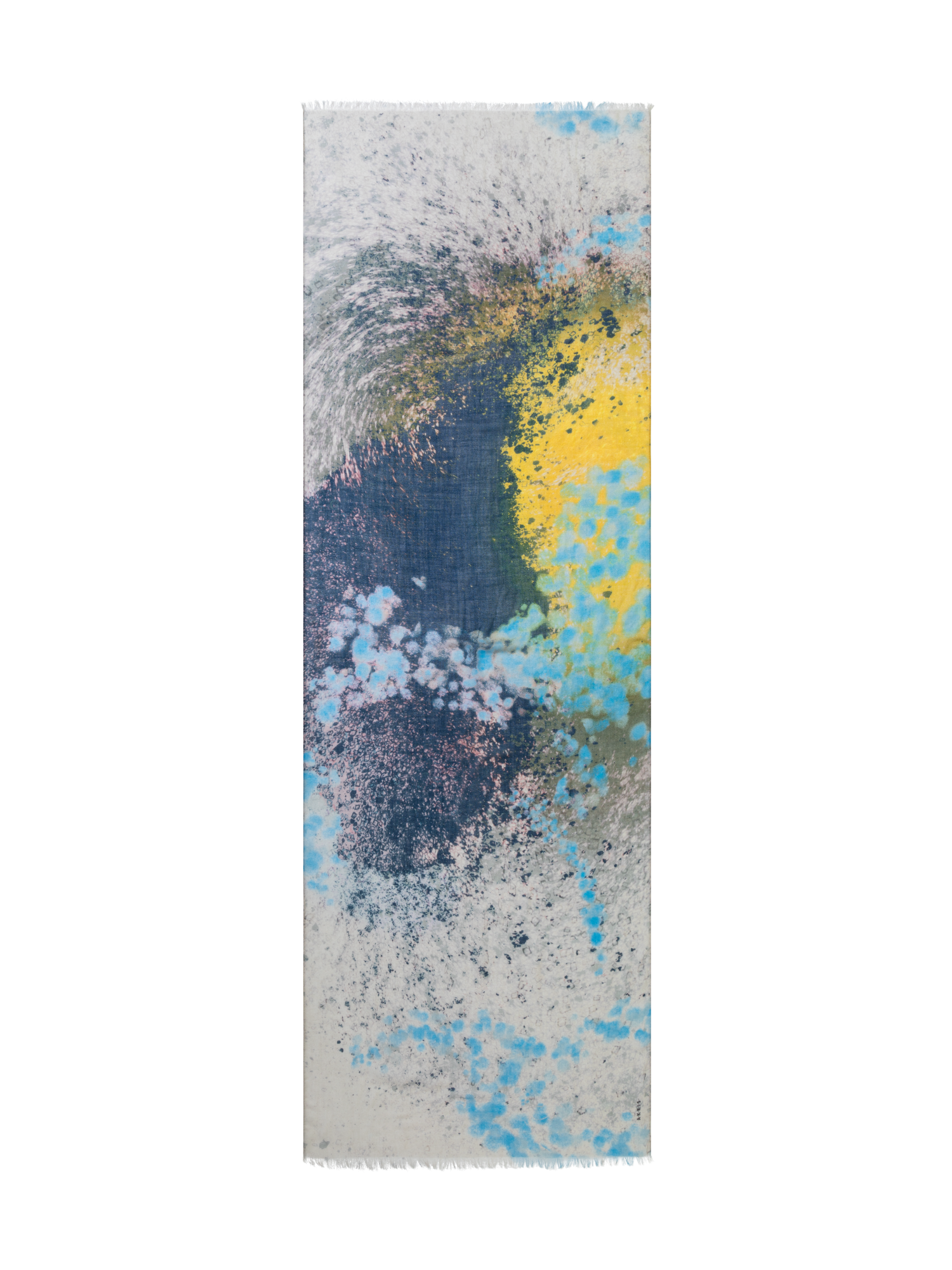 Designer Cashmere Silk Scarf with Waterlilly print - multicolor