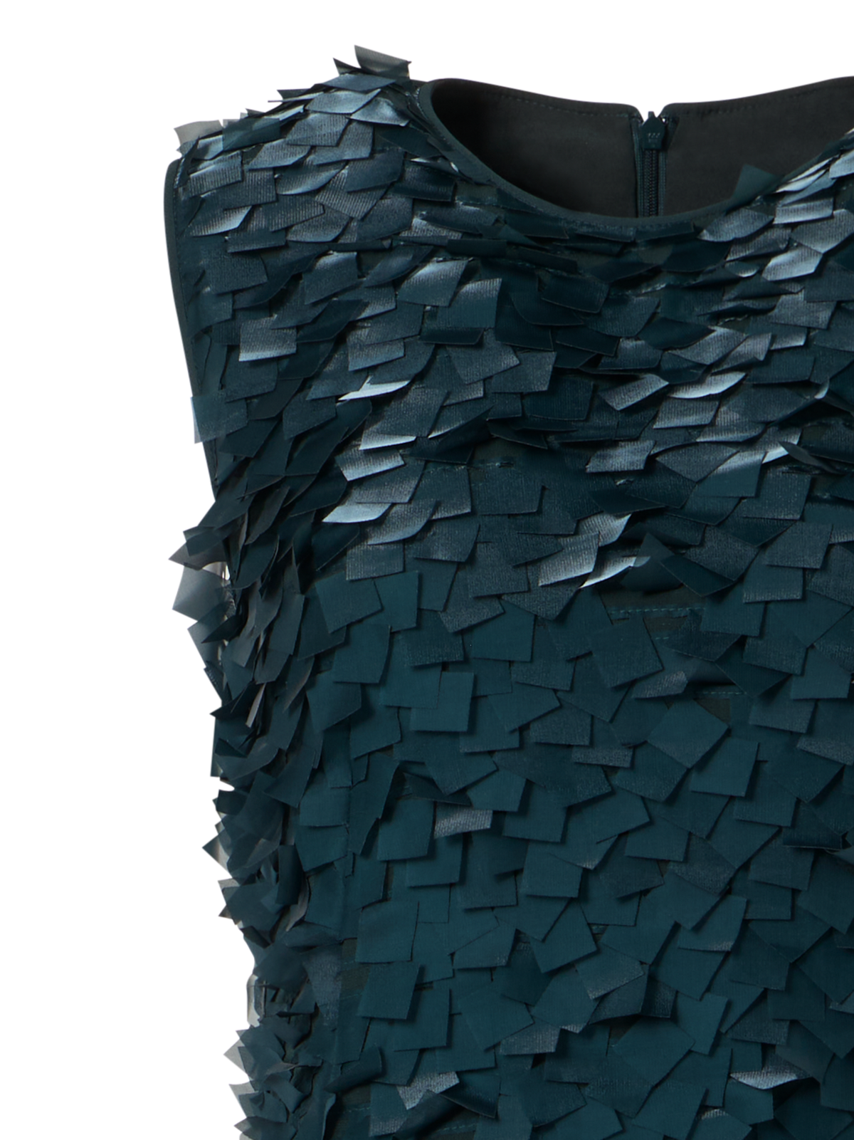 Designer Asymmetrical Gown in Layered Organza Tiles - green