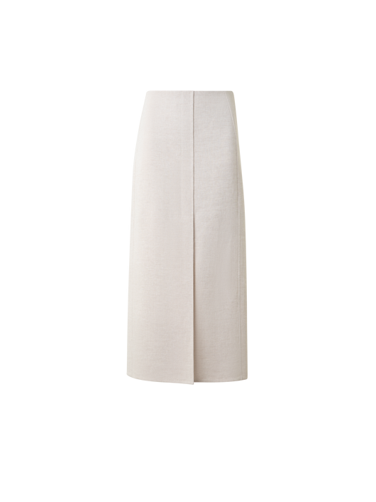 Designer Midi Skirt in Linen Double-Face - neutral - grey - beige