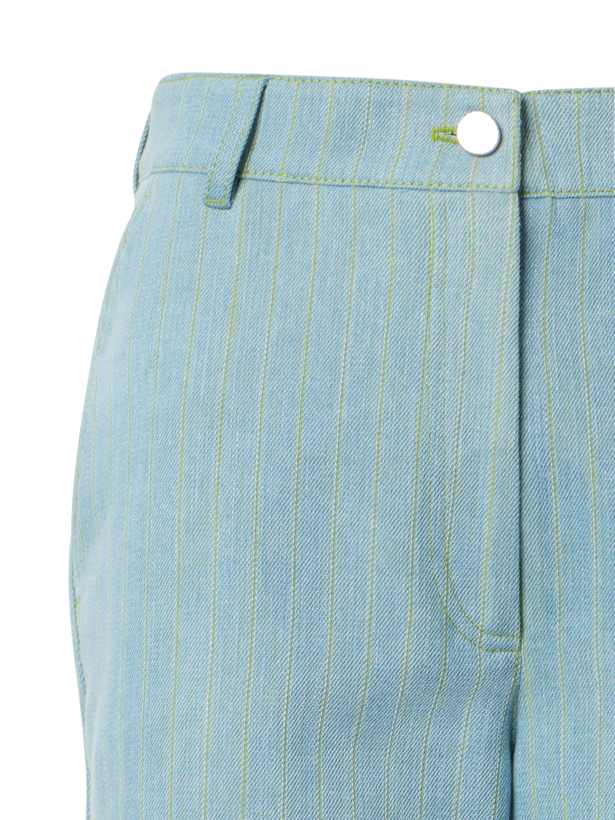 Designer Celia Mid-Rise Pinstripe Bootcut Denim Pants - blue