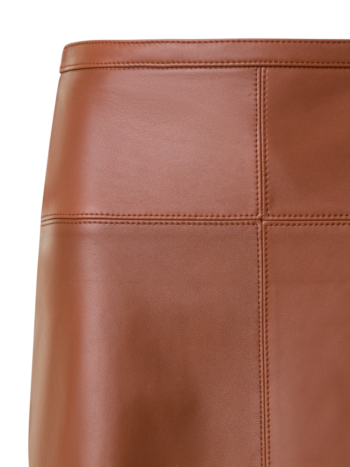 Designer Nappa Leather Skirt in A-line - brown