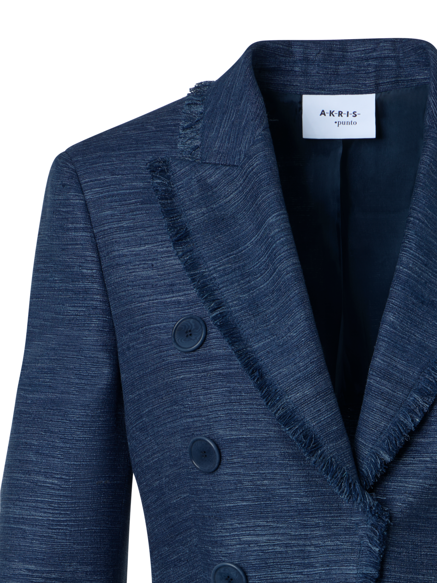 Designer Fringed Indian Silk Double-Breasted Jacket - blue