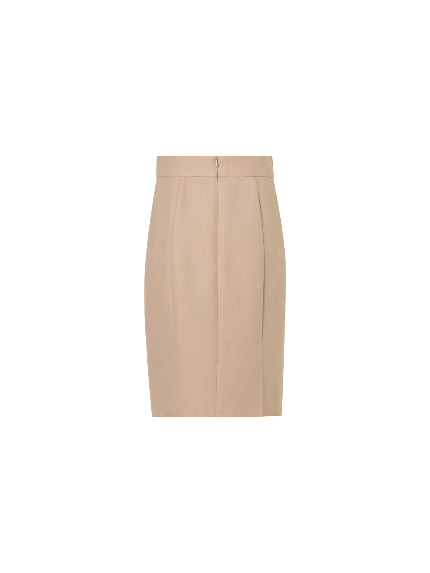 Designer Cotton-Silk Double-Face Pencil Skirt - beige