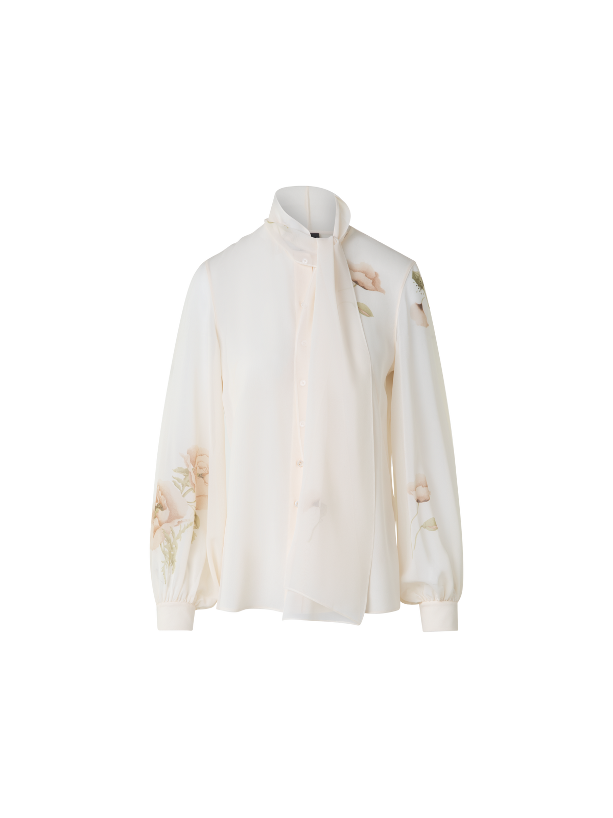 Tie Neck Silk Blouse with Anemone Print – Akris Inc. Tie Neck Silk Blouse with Anemone Print – Akris Inc.