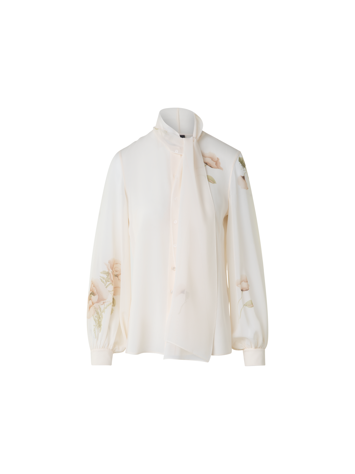Tie Neck Silk Blouse with Anemone Print – Akris Inc.