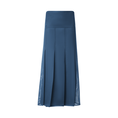 Pleated Midi Skirt in Techno Grid