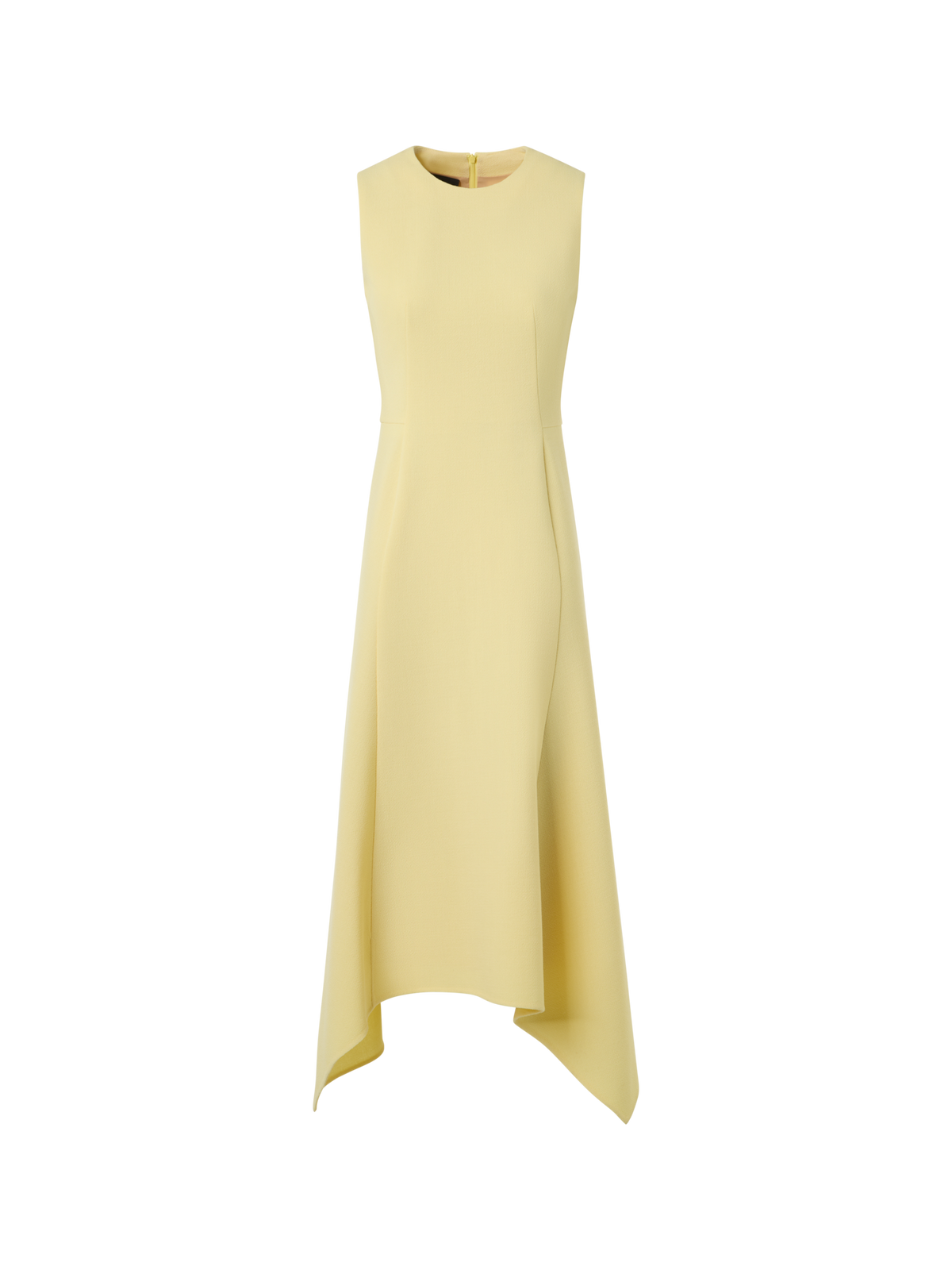 Designer Asymmetrical Wool Crêpe Double-Face Midi Dress - yellow