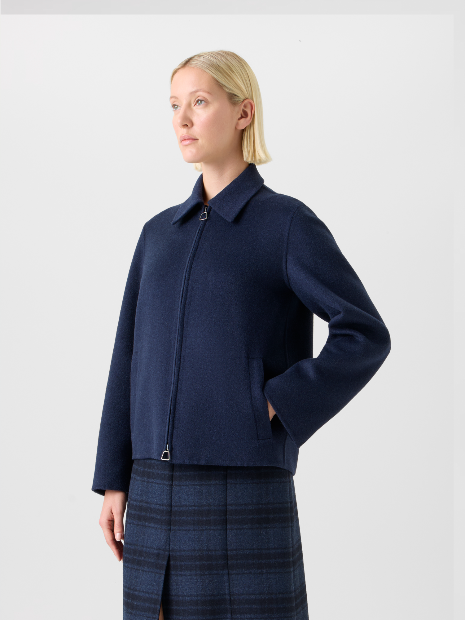 Designer Relaxed Cashmere Double-Face Shirt Jacket - neutral - navy - blue 