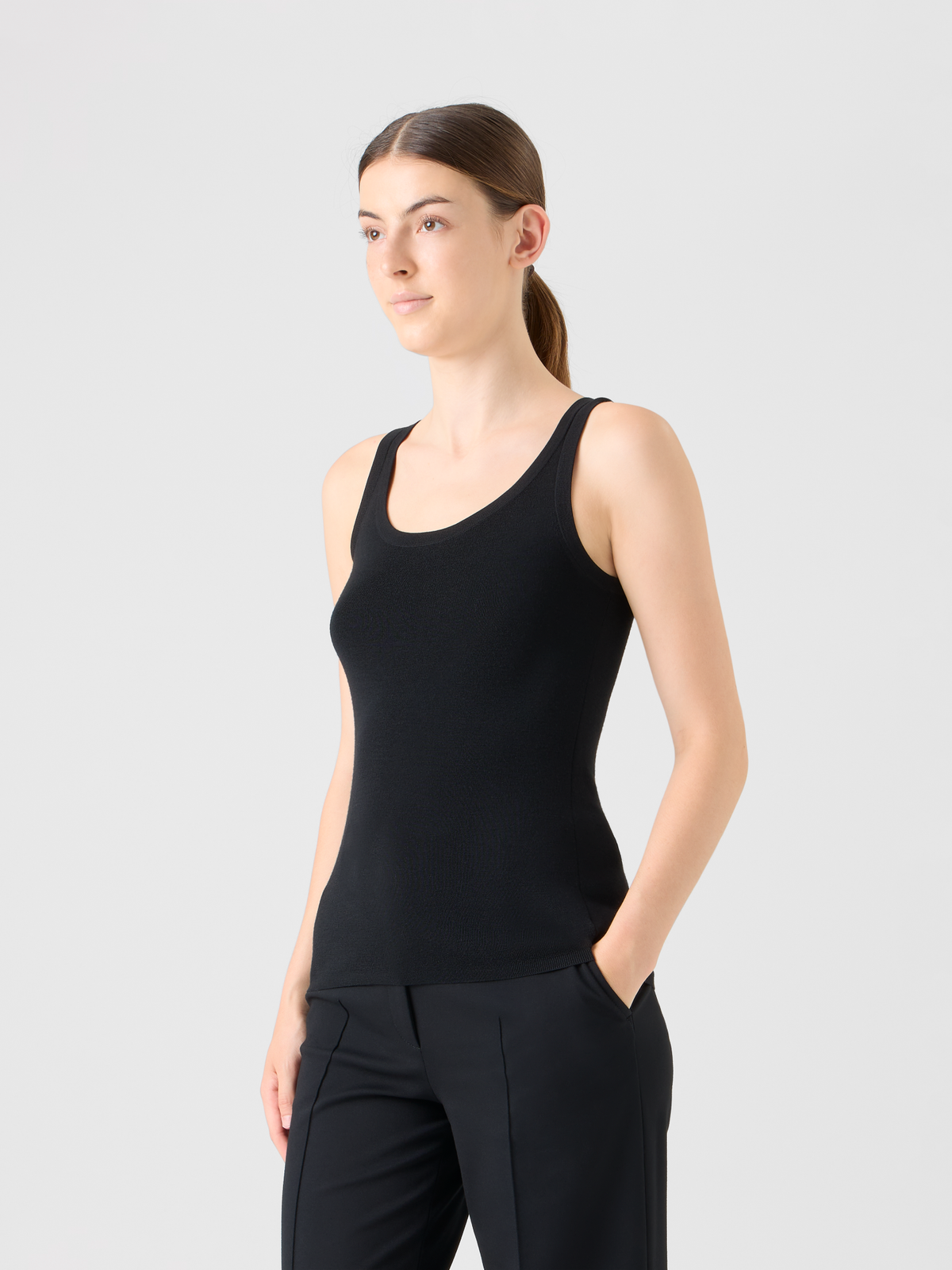 Designer Knitted Tank Top - black #editorial