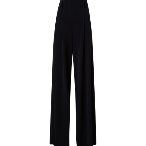 High-Waist Lasercut Crêpe Wide Pants