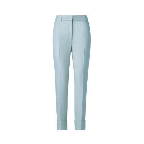 Cropped Tapered Cotton Silk Double-Face Pants