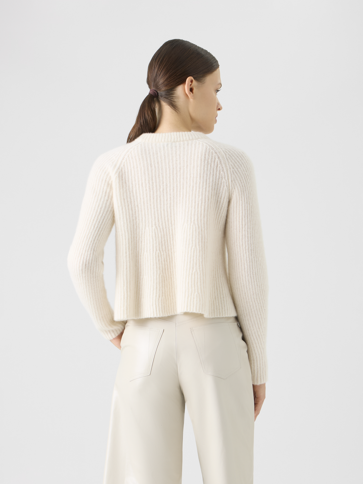 Designer Cashmere-Silk Ribbed Sweater - ecru #editorial