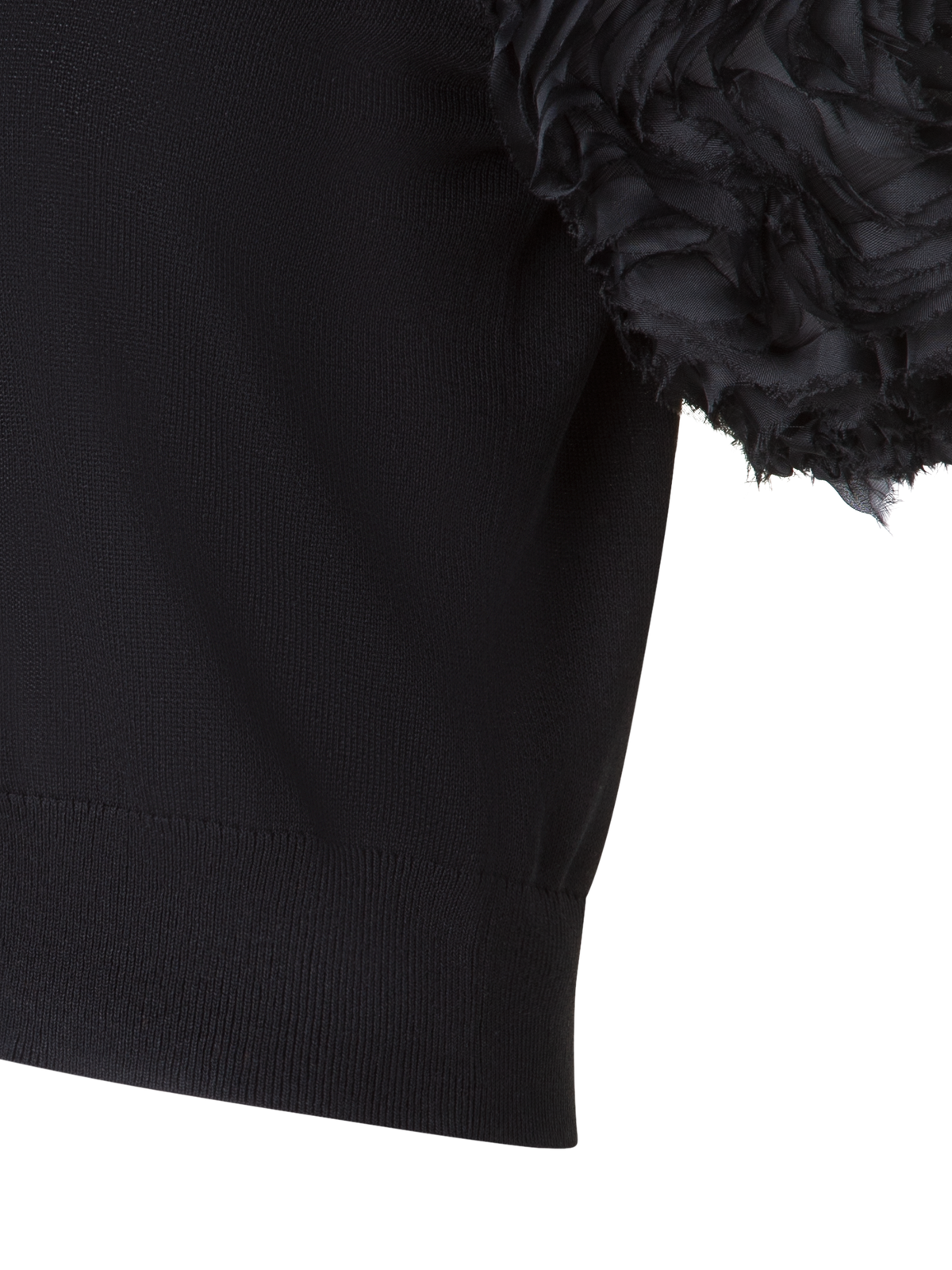 Designer Merino Knit Shirt with 3D Carnation Embroidery - black