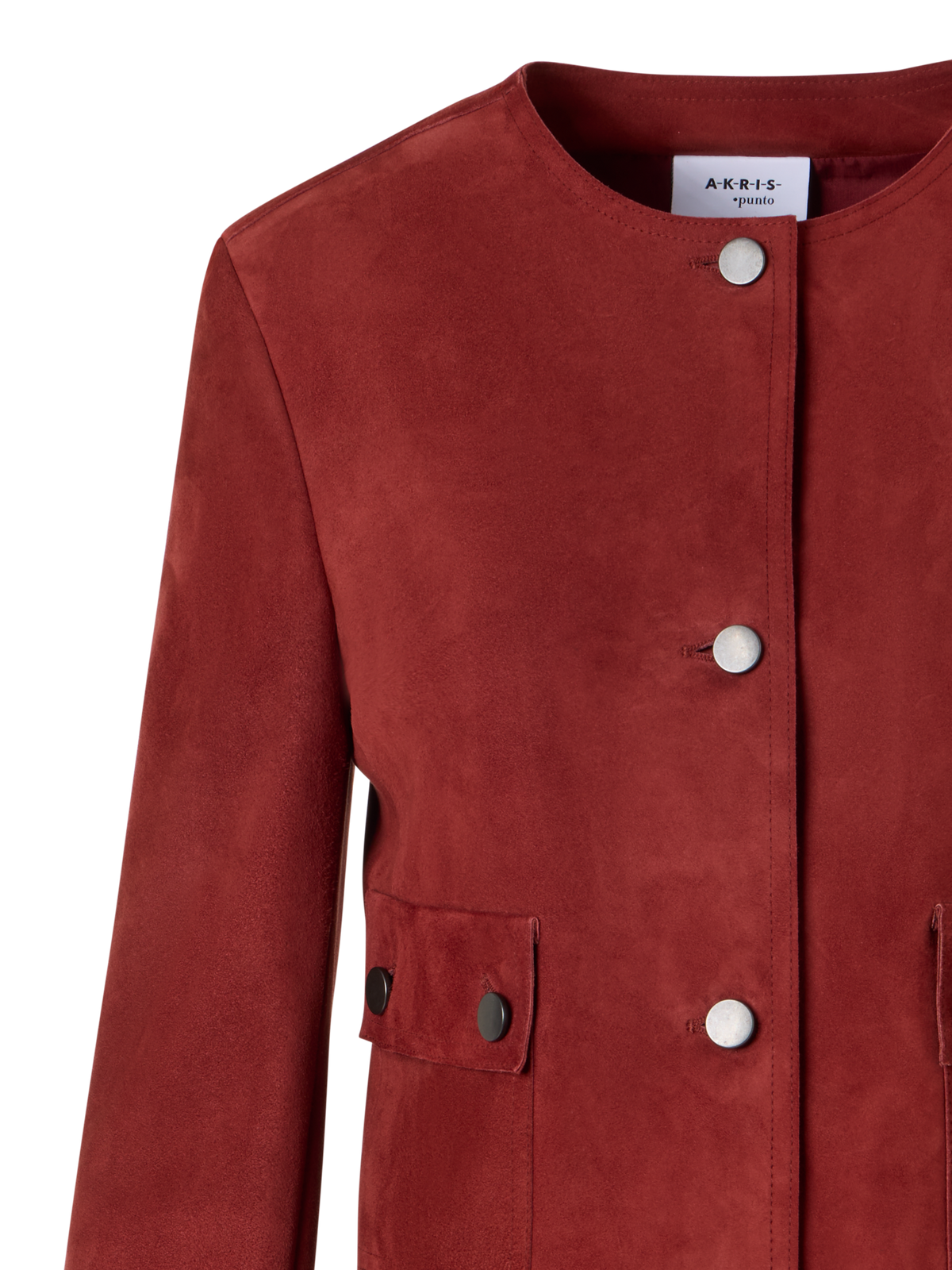 Designer Long-Sleeve Suede Leather Jacket - red