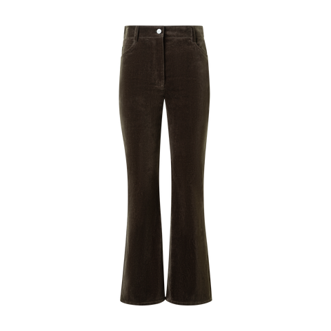 Cropped Bootcut Stretch Cotton Velvet Pants