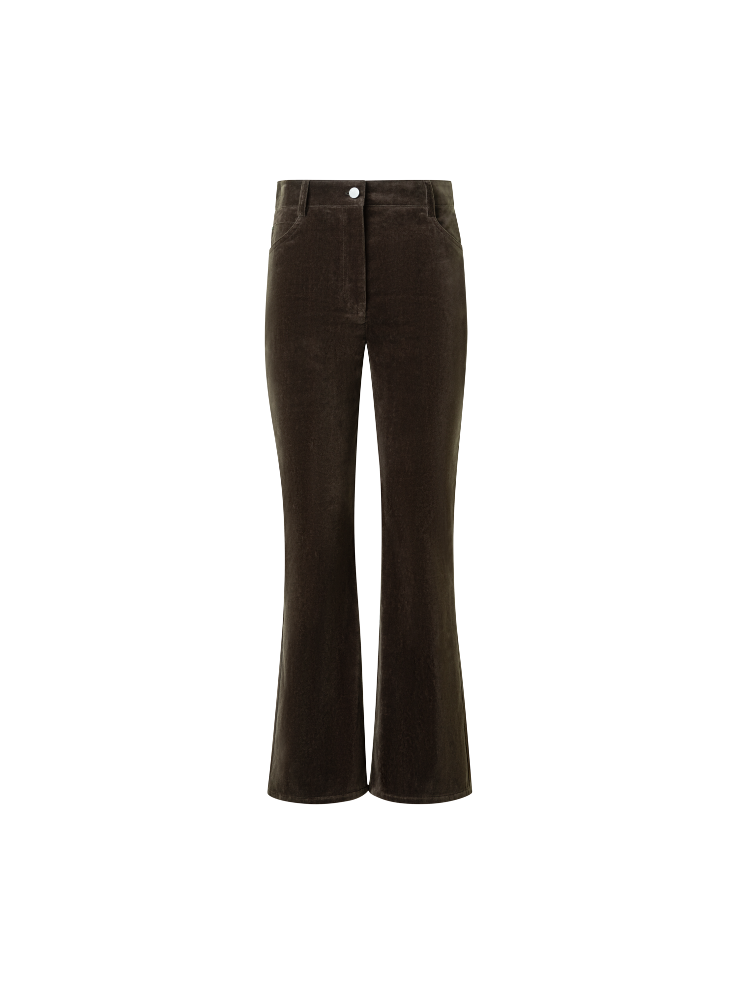 Designer Cropped Bootcut Stretch Cotton Velvet Pants - neutral - brown