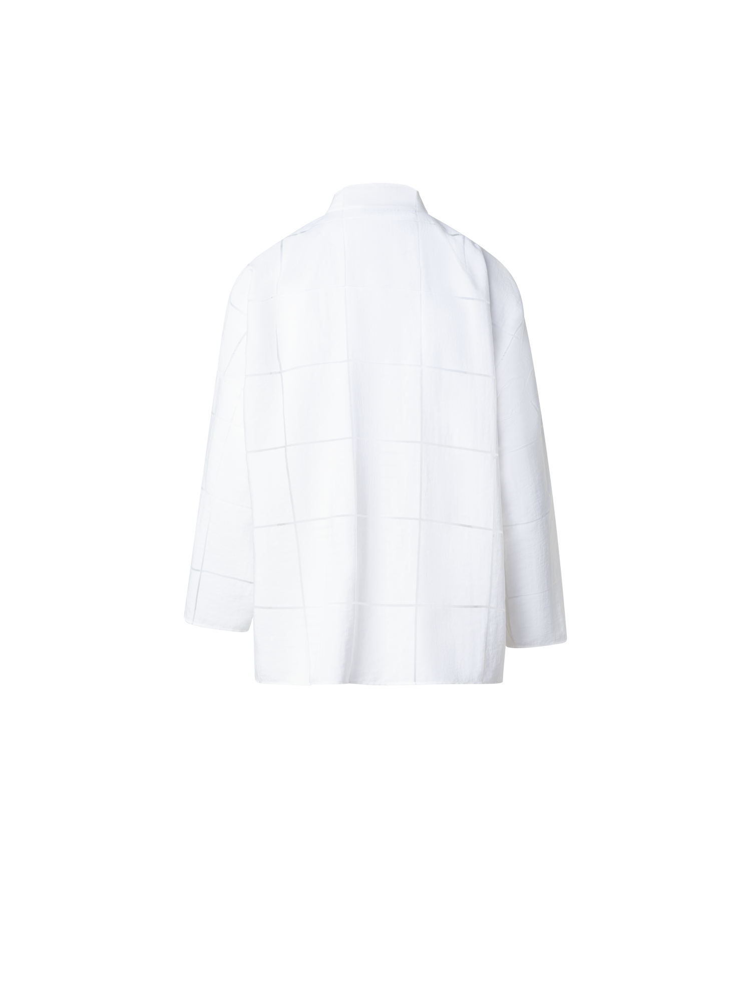 Designer Kimono Blouse with Window Plaid - ecru - white