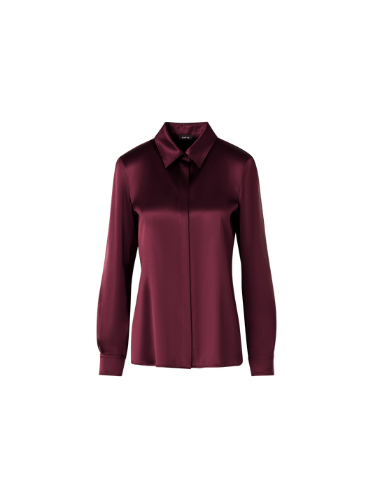 Designer Silk Satin Stretch Shirt - red