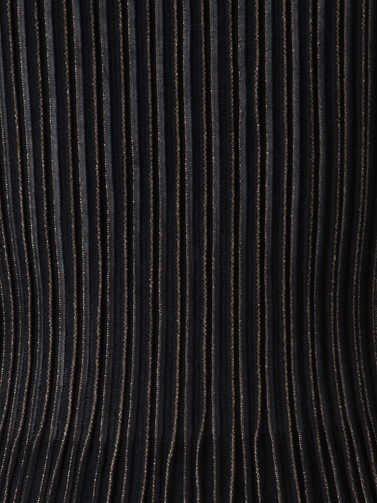 Designer Knit Dress with Golden Lurex Stripes - black - gold