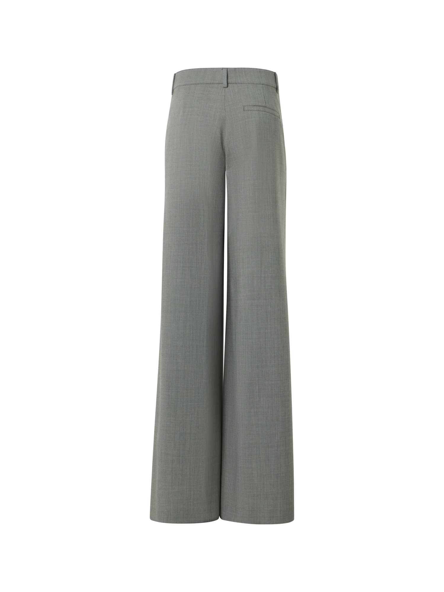 Designer Wool Stretch Fil-à-Fil Wide-Leg Pants - grey