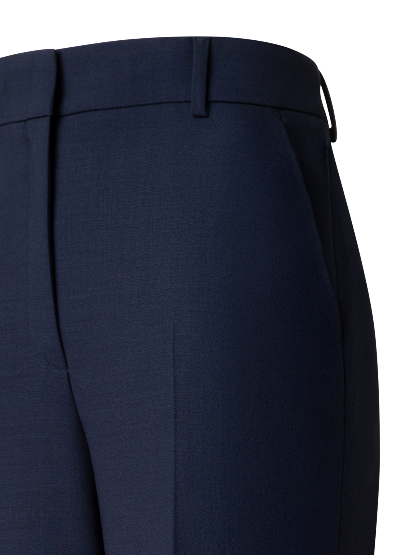 Designer Wide Straight Wool Stretch Double-Face Pants - navy - blue