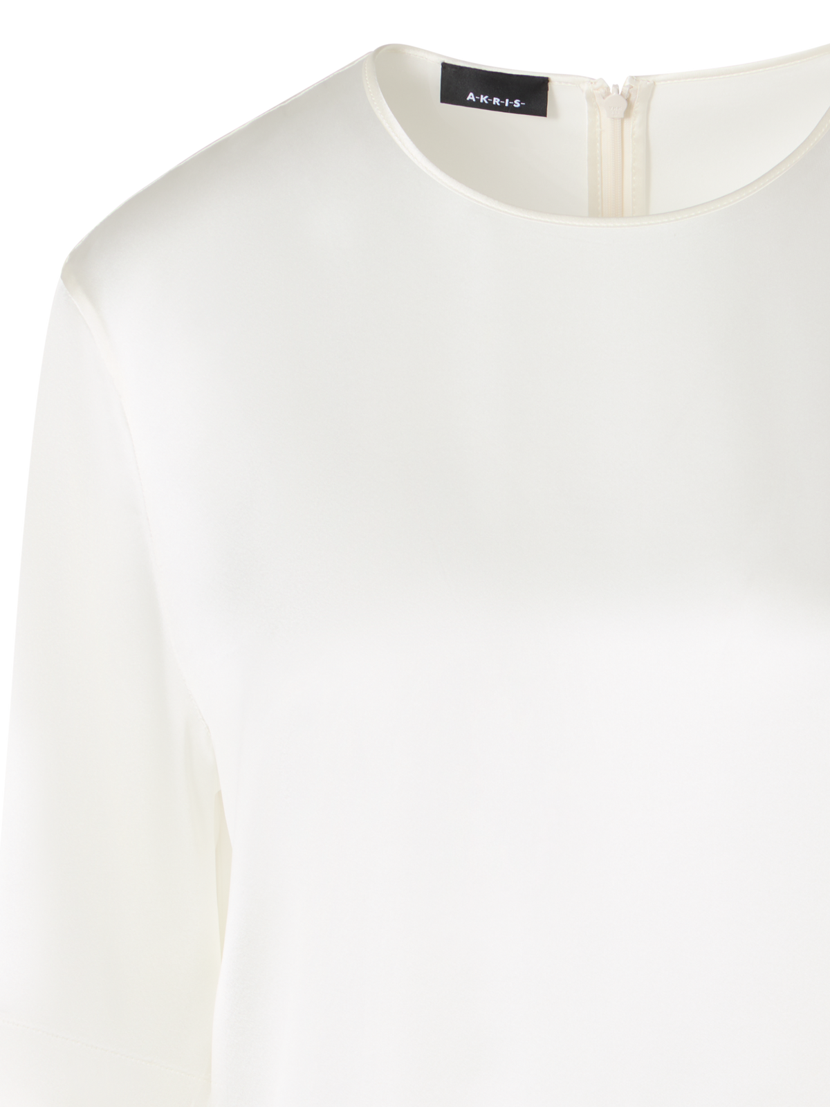 Designer Boxy Silk Satin T-Shirt Blouse - ecru