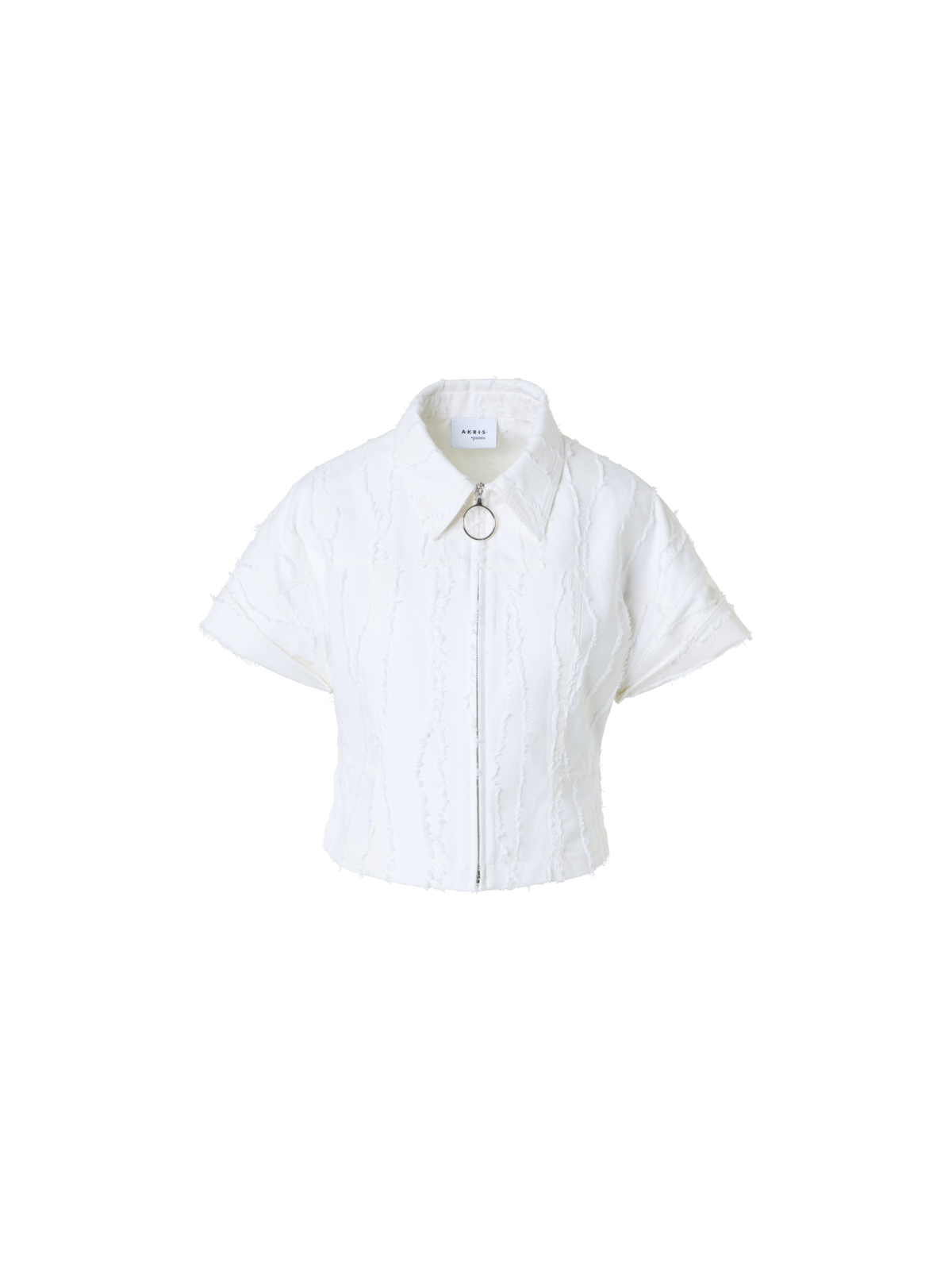 Designer Fringed Wave Jacquard Short Jacket - white