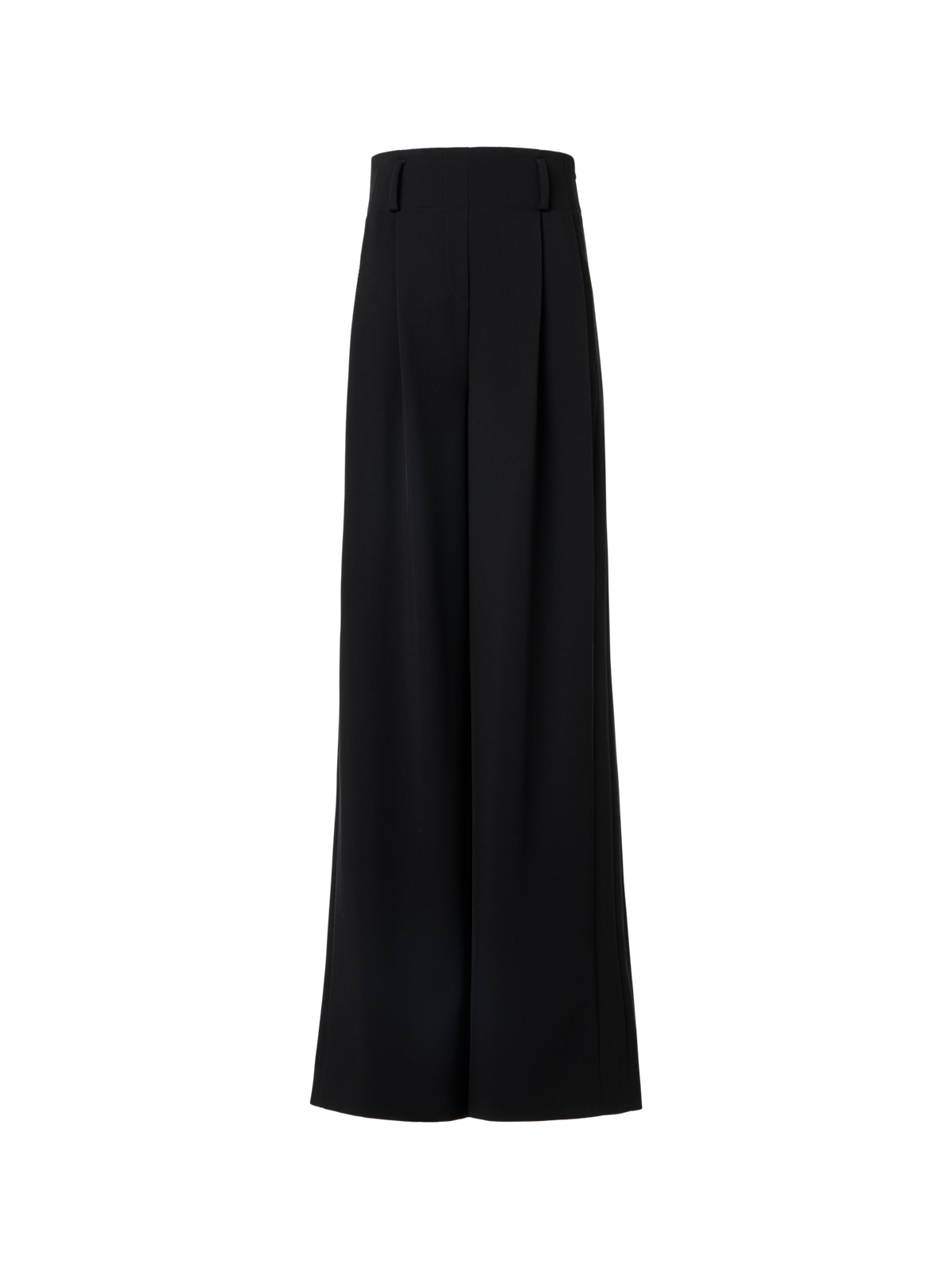 Designer High Waist Pleated Pants in Wool Tricotine - black