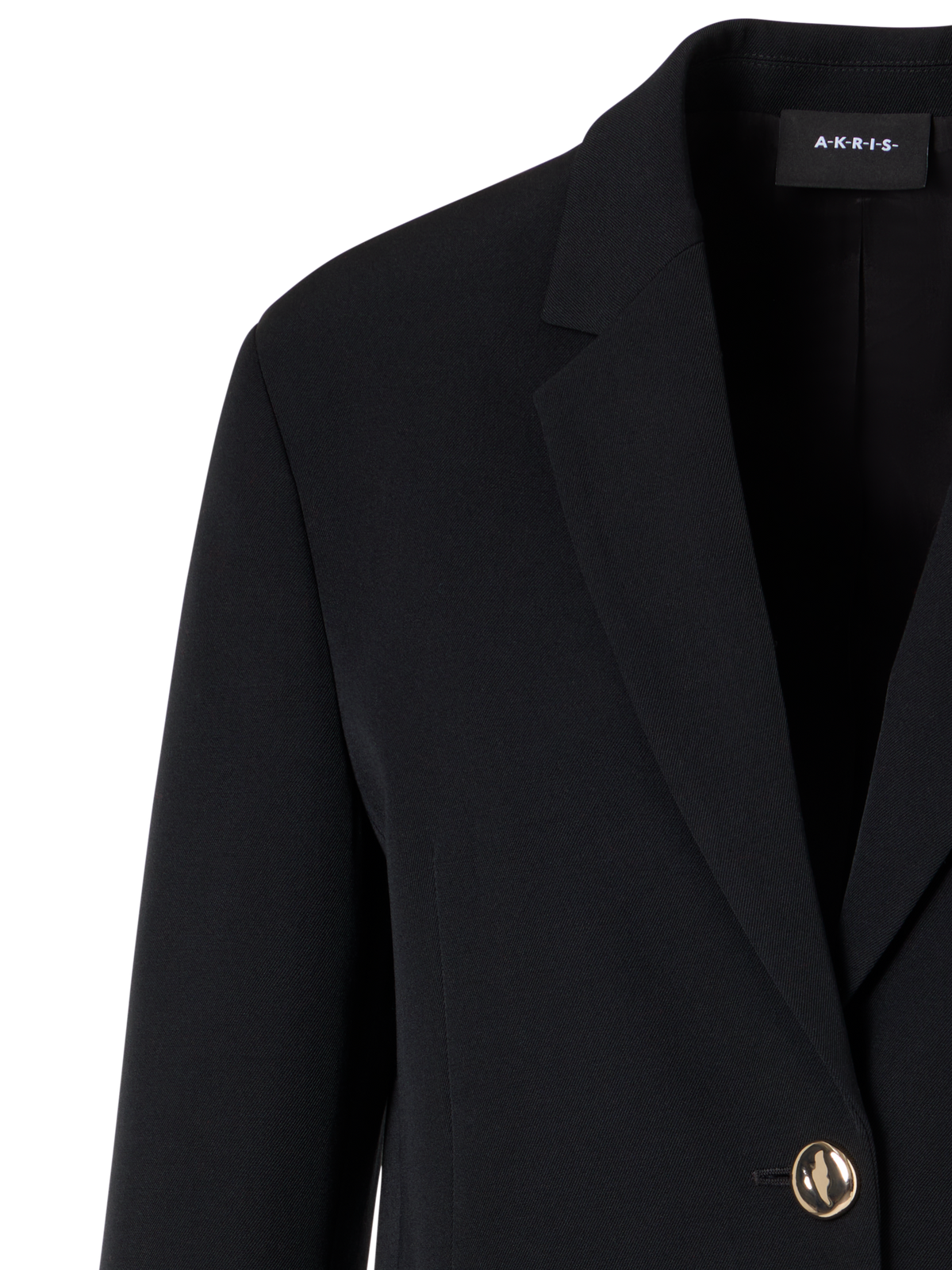 Designer Wool Gabardine Straight Jacket - black