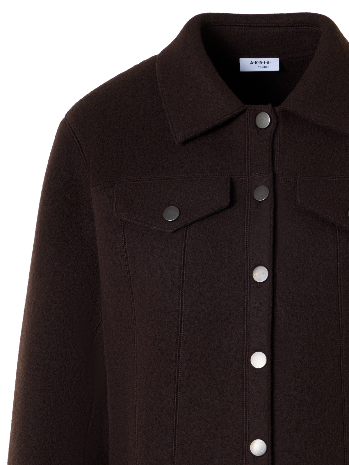 Designer Denim Style Jacket in Boiled Wool - brown