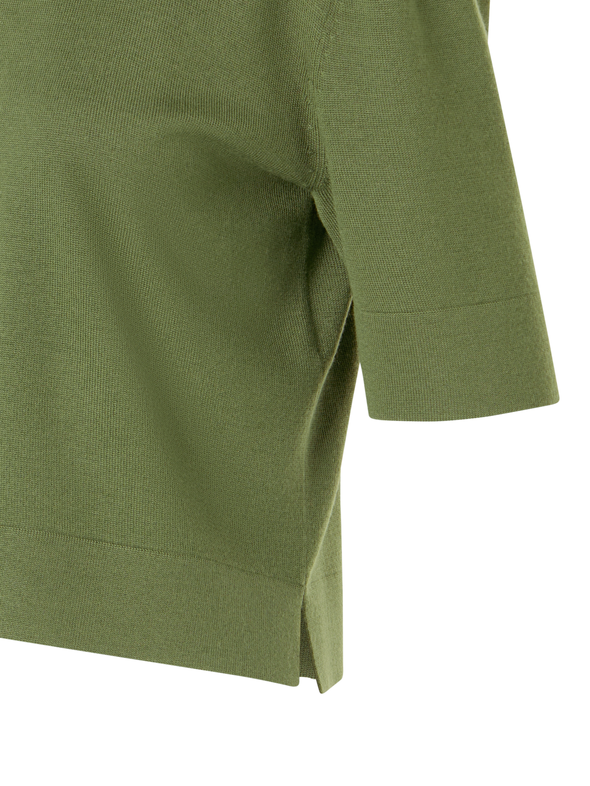 Designer Short-Sleeve Merino Wool Knit Polo Cardigan - green