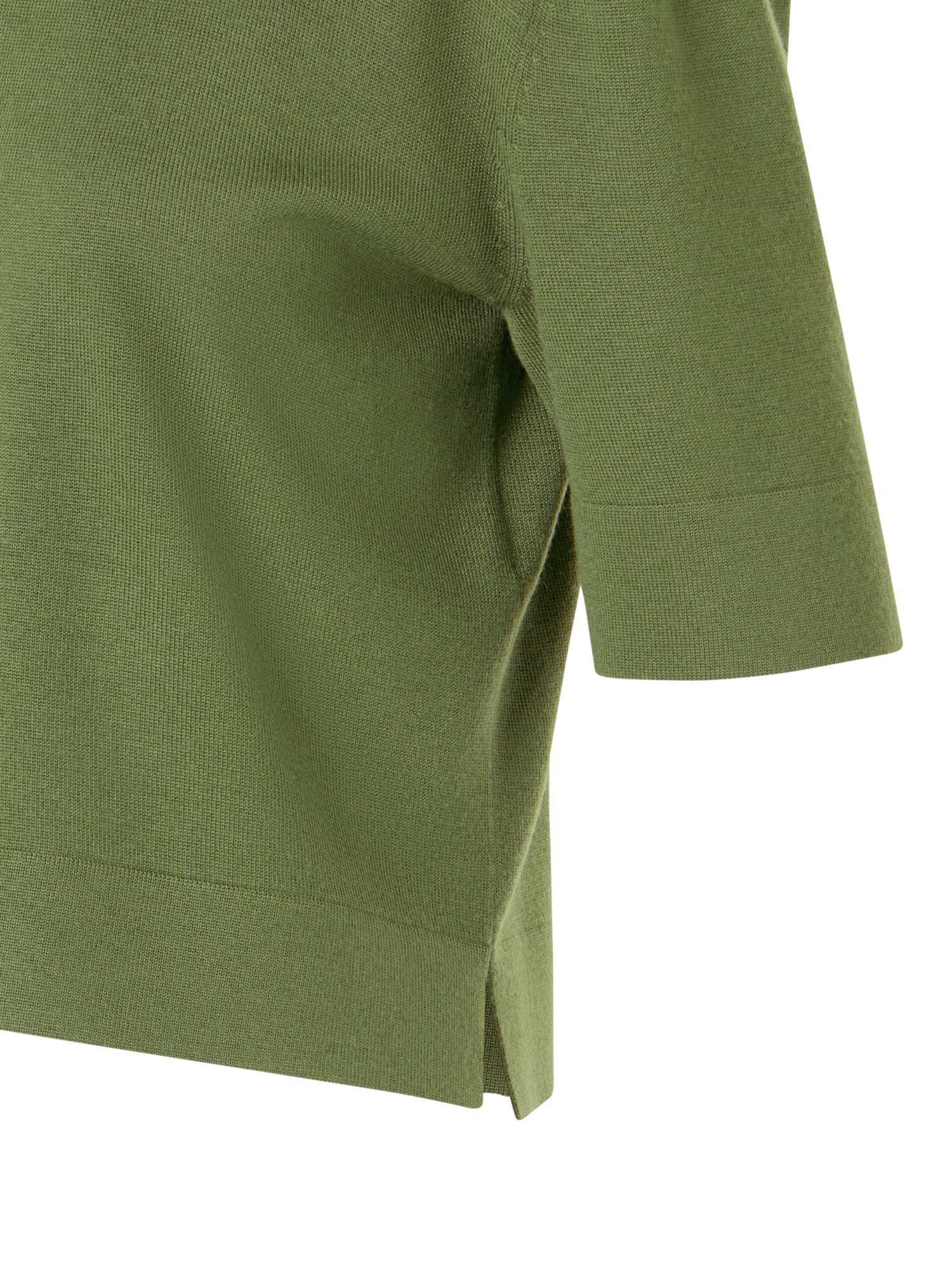 Designer Short-Sleeve Merino Wool Knit Polo Cardigan - green