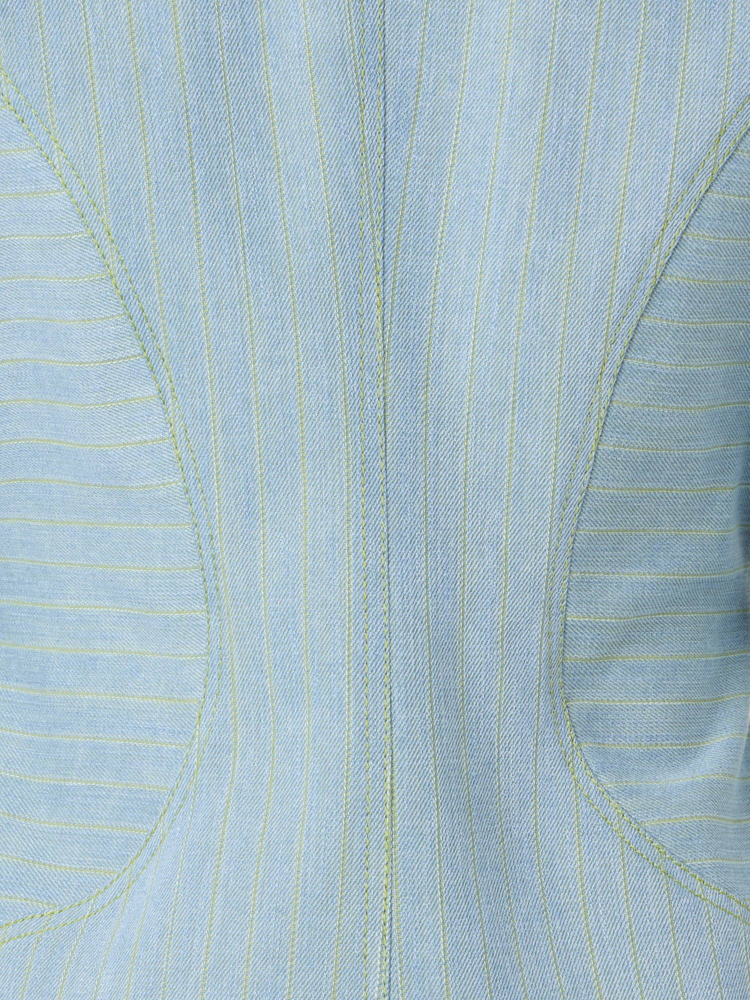 Designer Pinstripe Denim Fitted Blouse - pastel - blue
