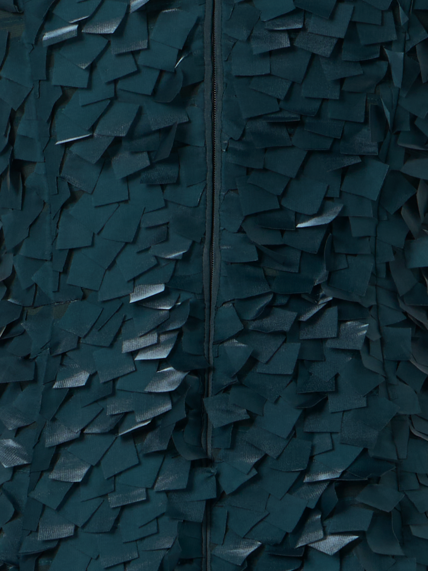 Designer Asymmetrical Gown in Layered Organza Tiles - green