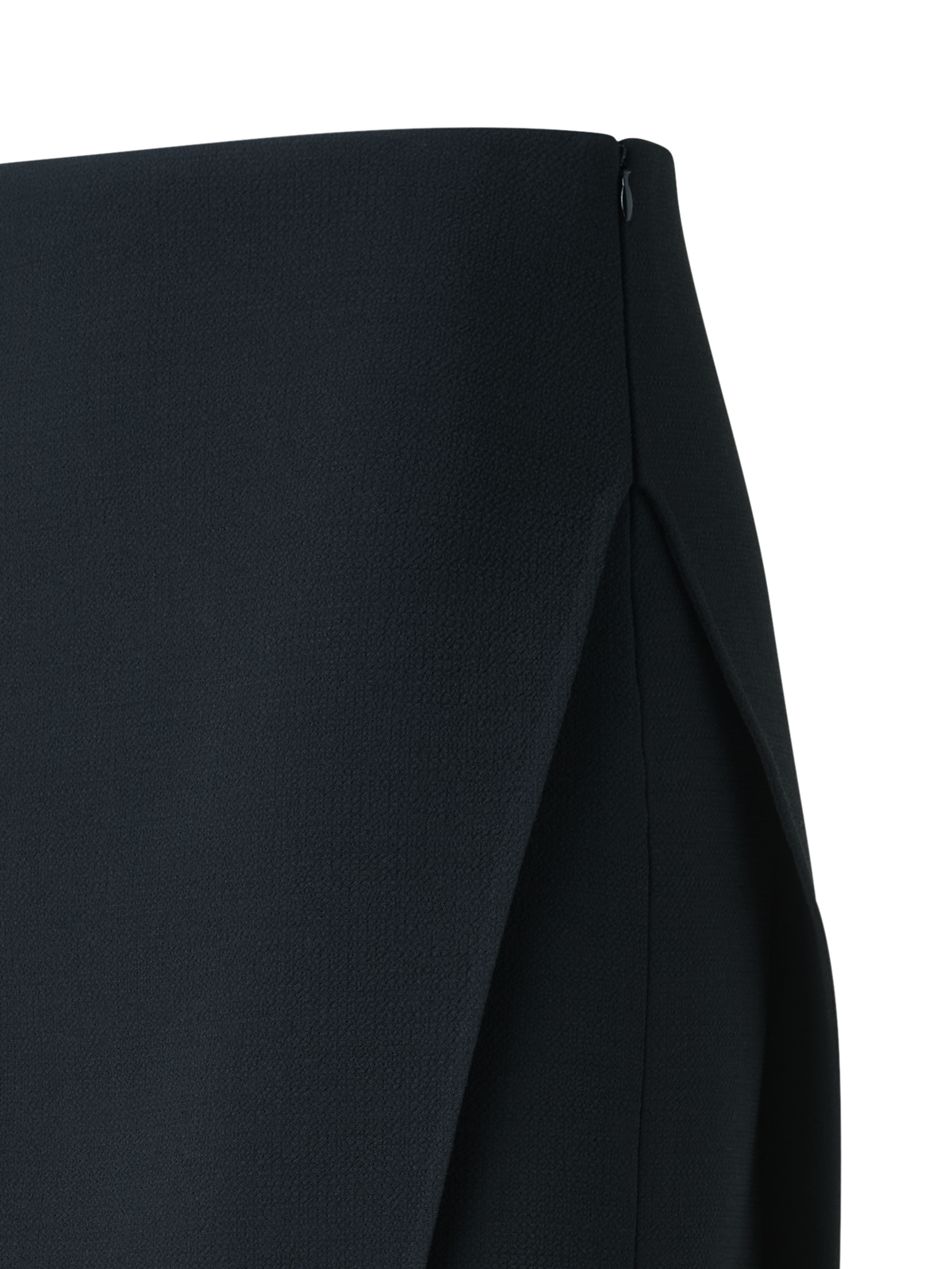 Designer Wool Crêpe Double-Face Mini Skirt with Apron - black - neutral