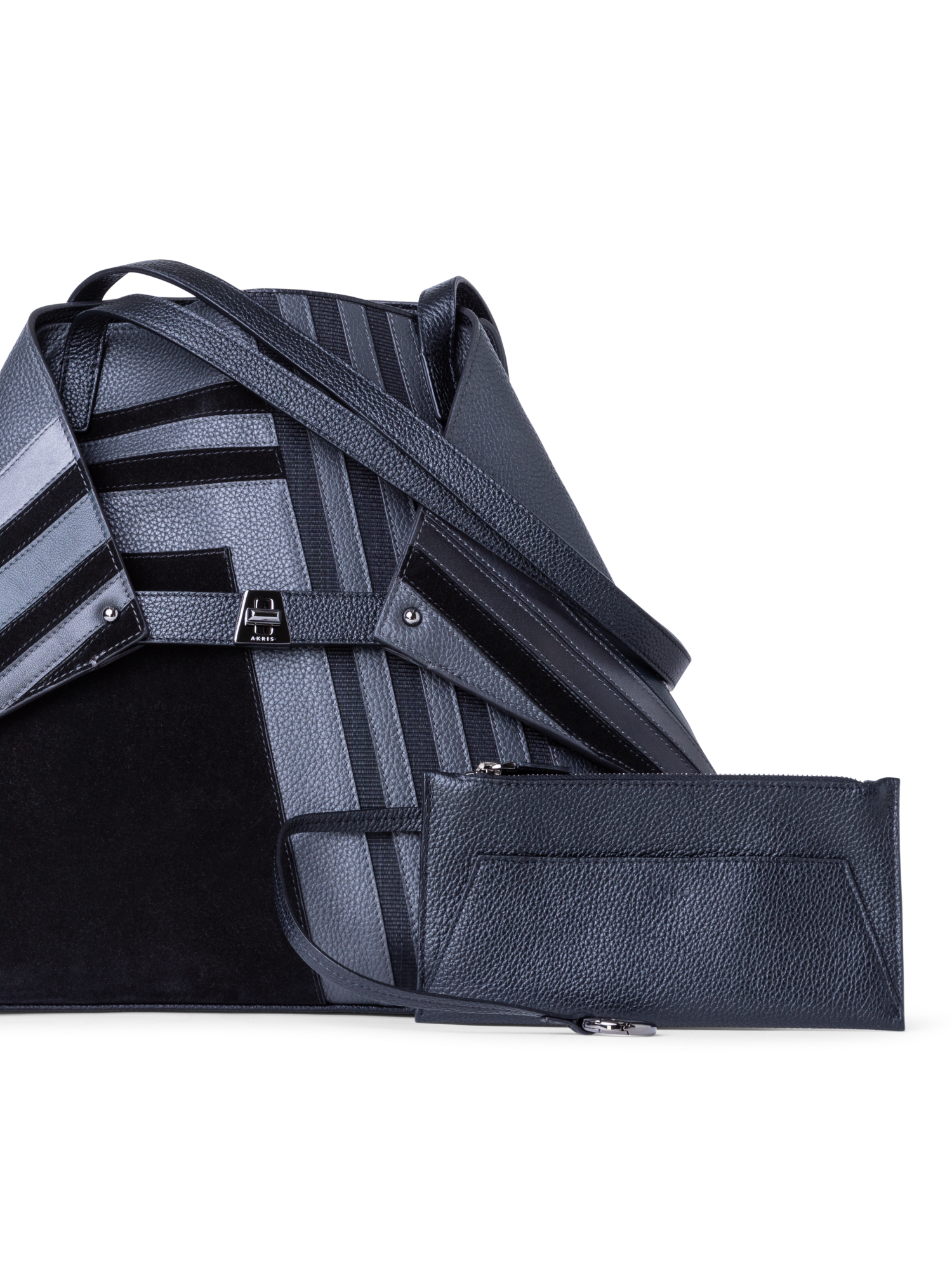 Designer Ai Medium Shoulder Tote - black - grey - multicolor