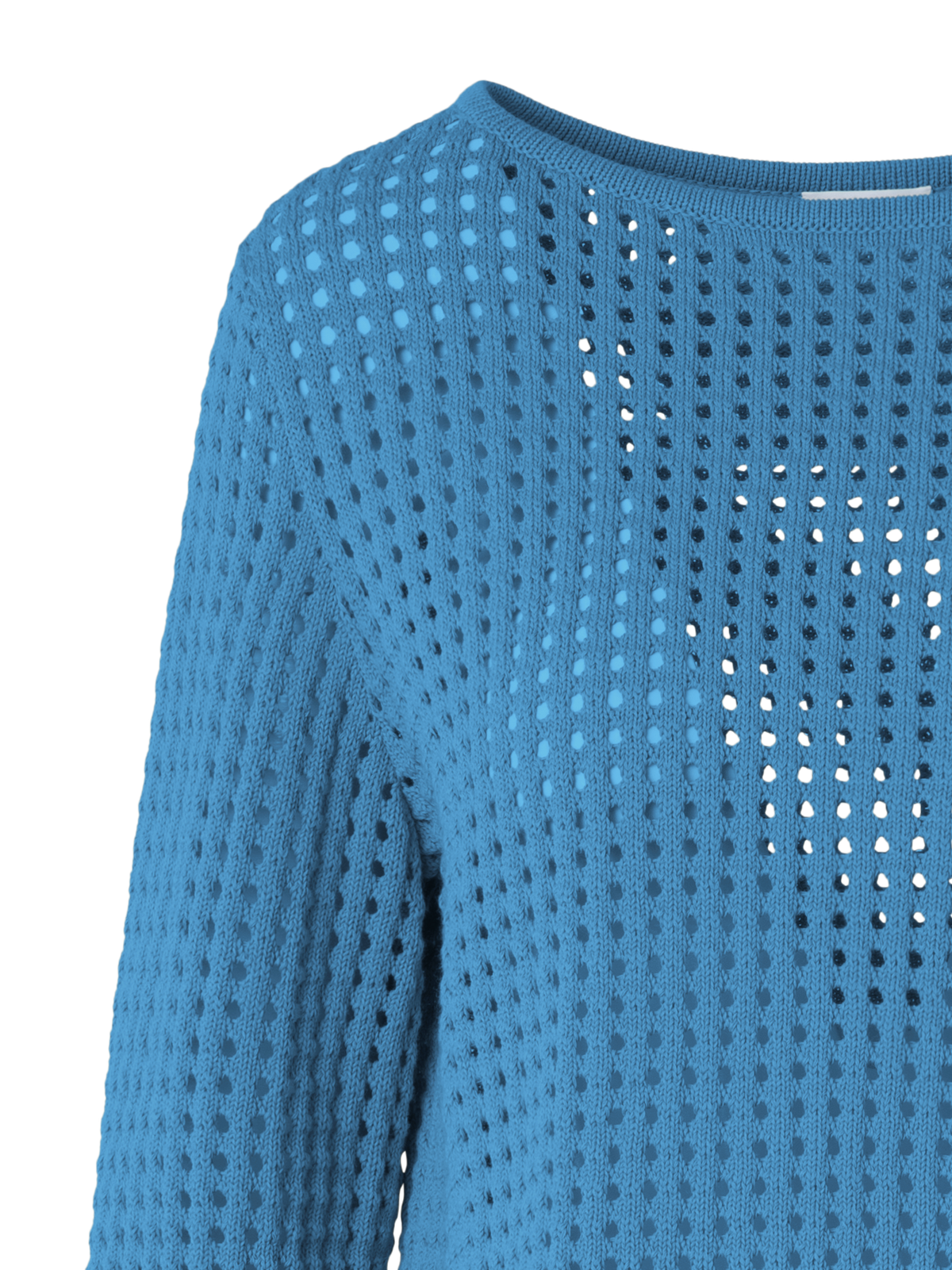 Designer Knit Sweater in Chunky Cotton Mesh - blue
