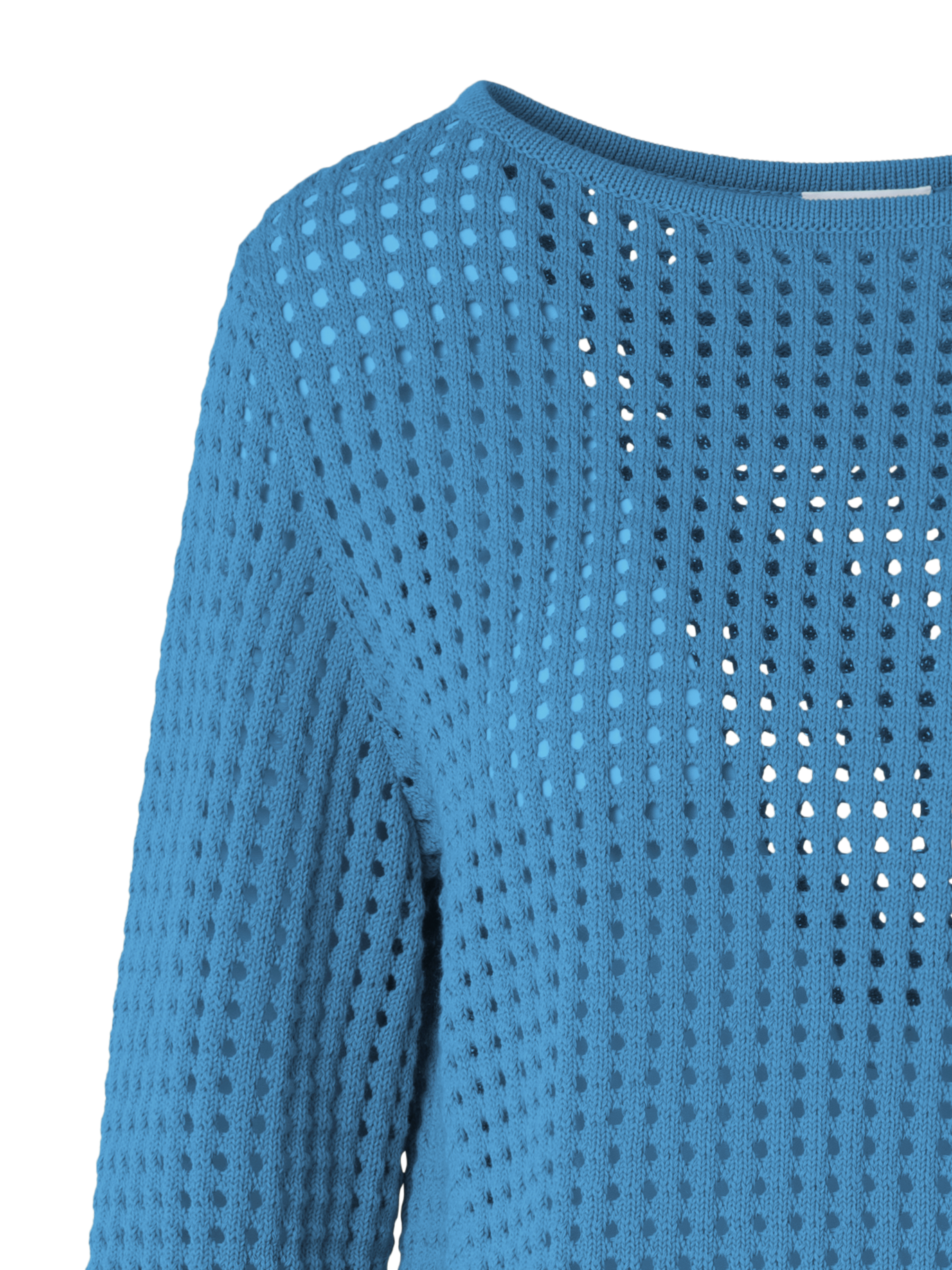 Designer Knit Sweater in Chunky Cotton Mesh - blue
