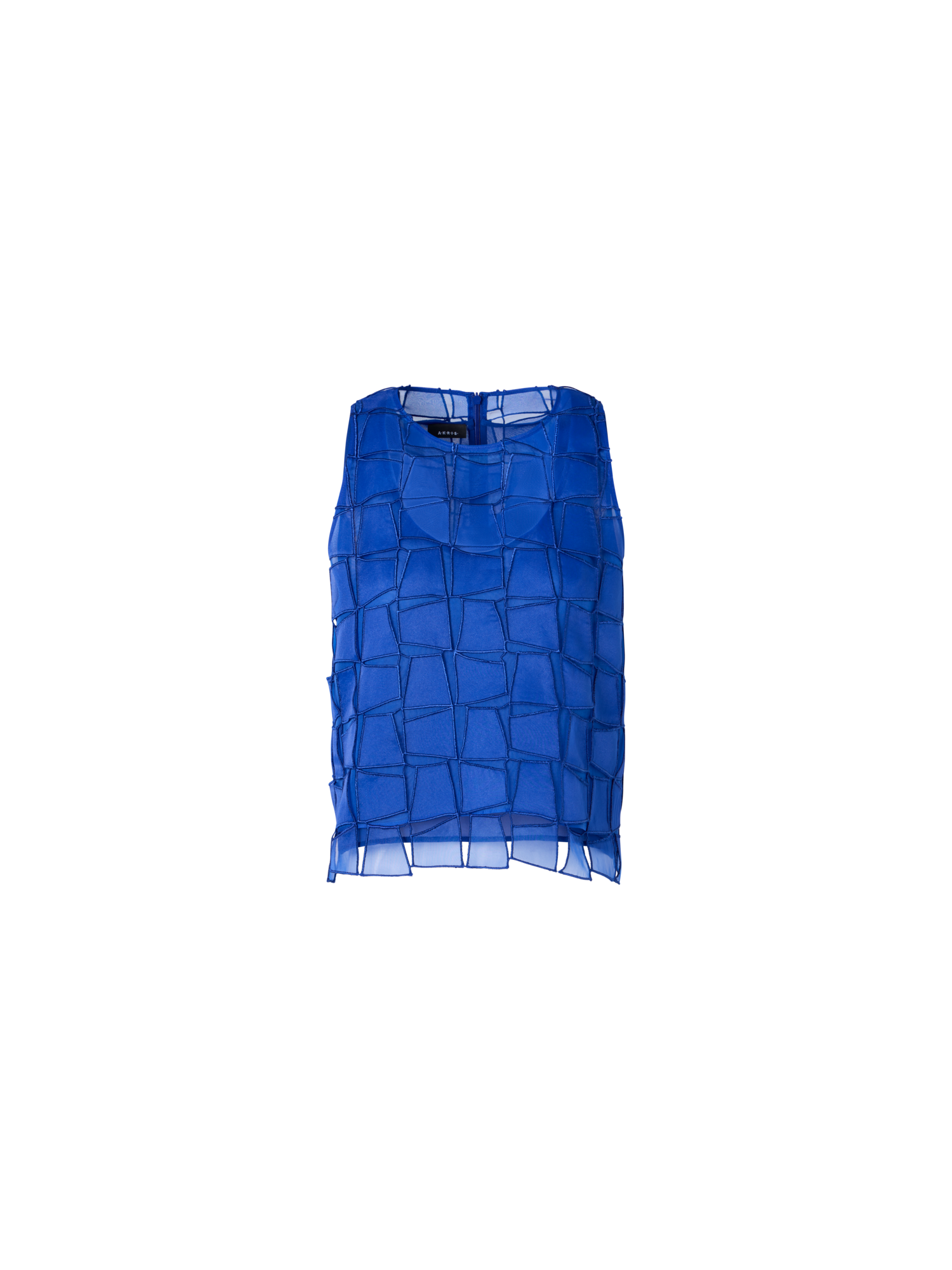 Designer Organza Trapezoid Embroidery Blouse - blue