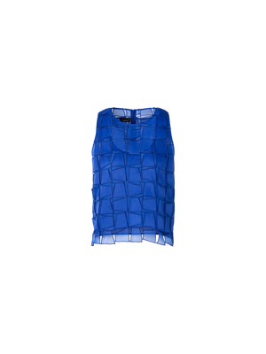 Designer Organza Trapezoid Embroidery Blouse - blue