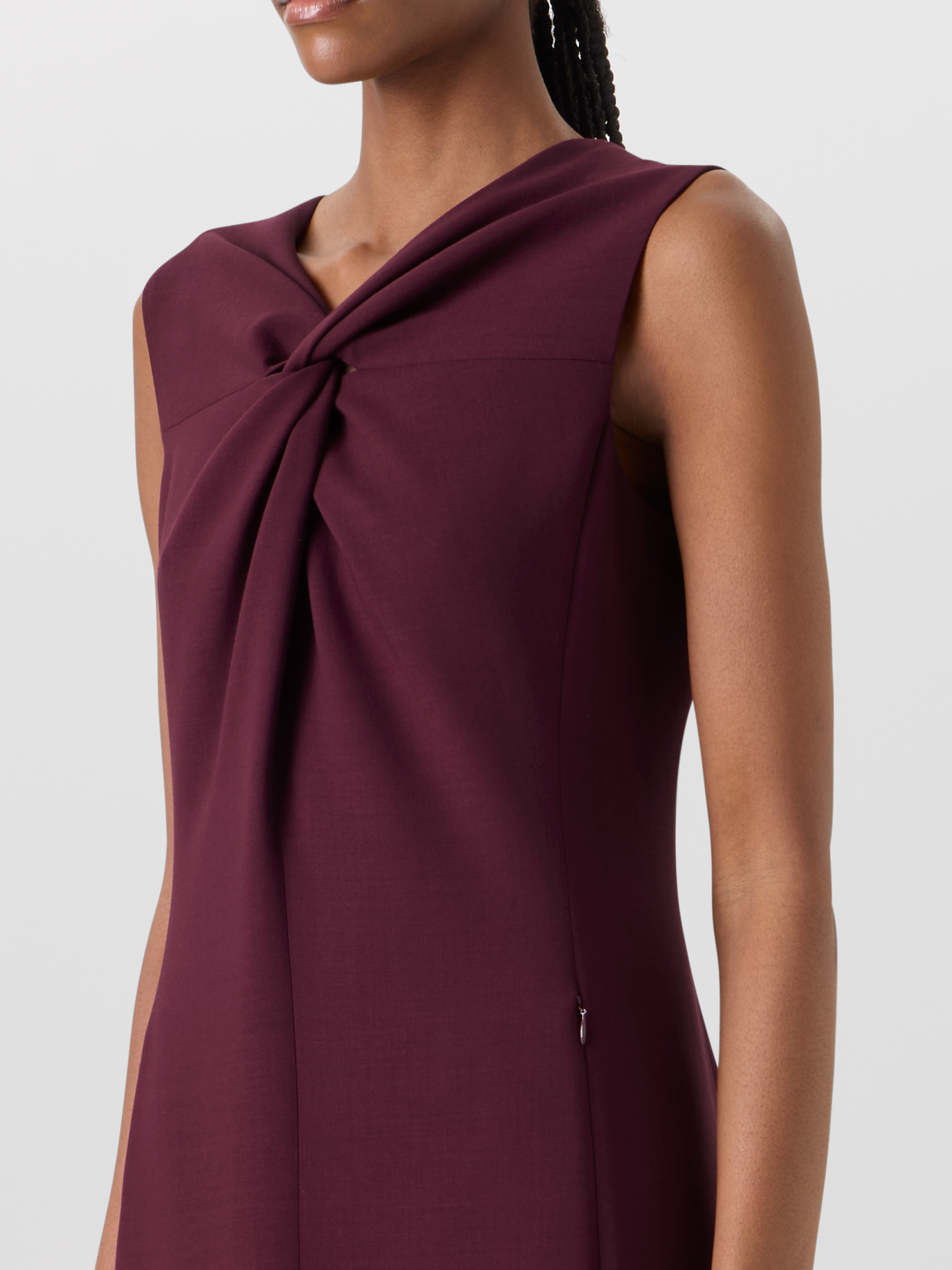 Designer Wool Double-Face Midi Dress with Knot Detail - red 