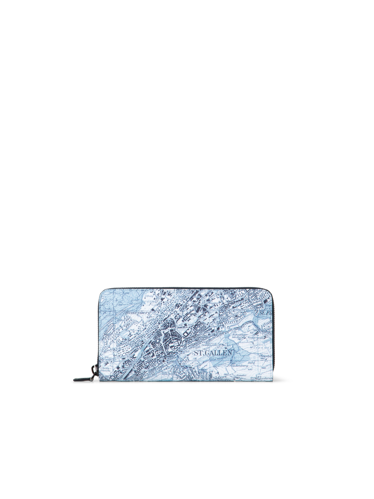 Designer Long Zip Wallet with St. Gallen Map Print - blue - multicolor