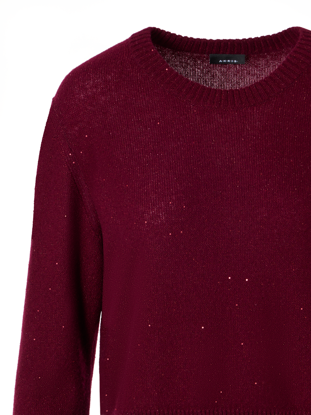 Designer Cashmere Sweater with Fine Sequins - red