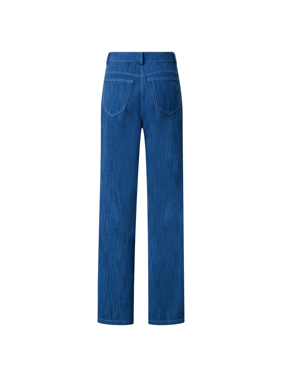 Designer Straight Cotton Denim Stretch Pants - blue