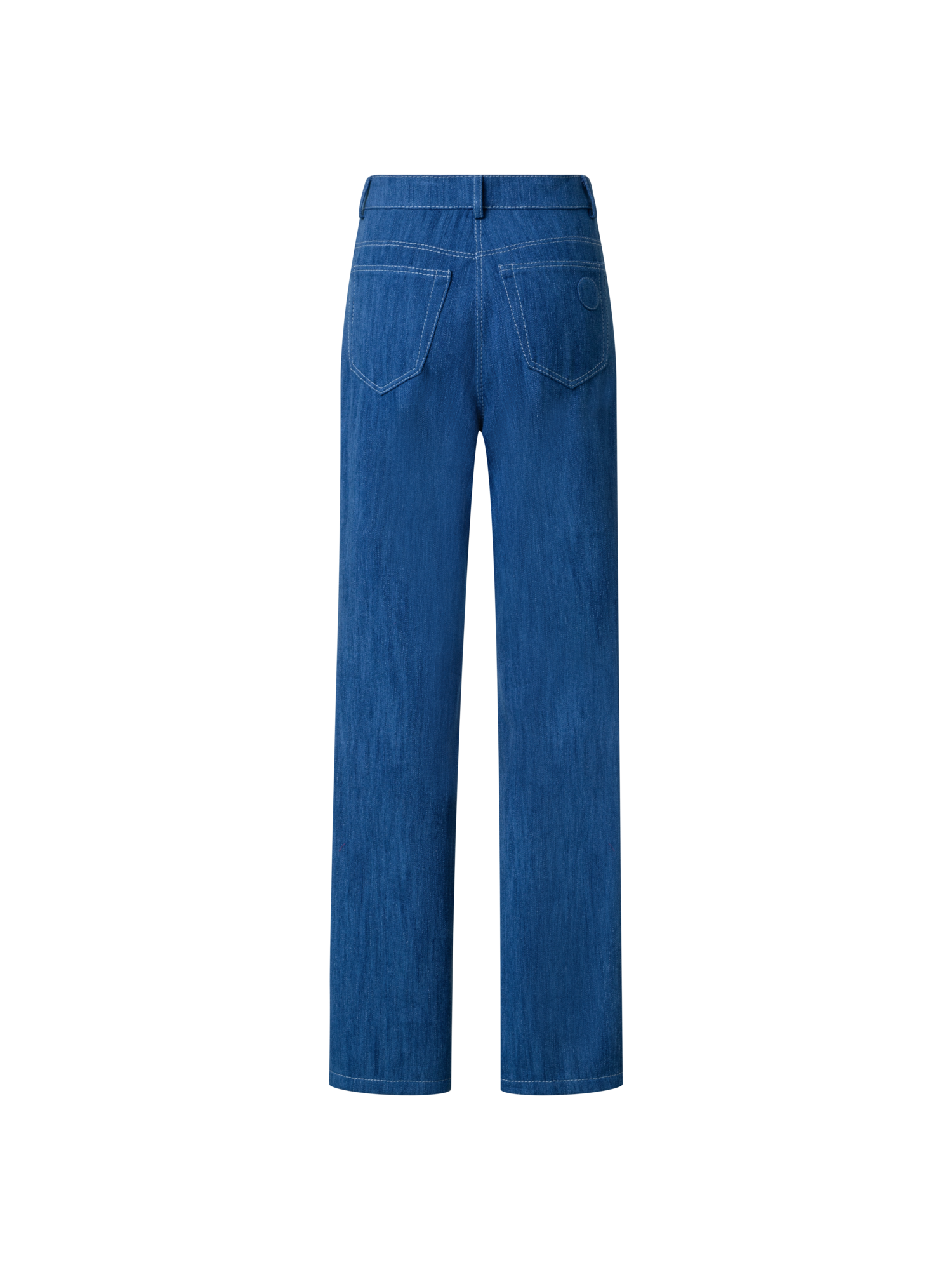 Designer Straight Cotton Denim Stretch Pants - blue